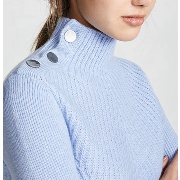 Veronica Beard cashmere blend, button mock neck, ribbed knit sweater Size Small - Picture 4 of 16